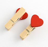 DIY Wood Craft Ideas Wedding Photo Wall Decorations Mini Heart Shaped Wooden Clothespins Postcard Paper Note Pegs Clips, Red, 35x7mm; 12pcs/card