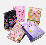 Paper Gift Shopping Bags, Valentine's Day Packages, Rectangle with Bowknot, Mixed Color, 105x75mm 