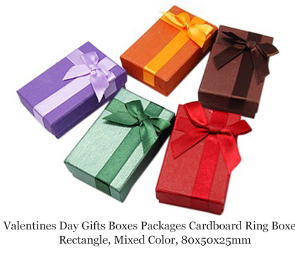 Valentines Day Gifts Boxes Packages Cardboard Ring Boxes, Rectangle, Mixed Color, 80x50x25mm