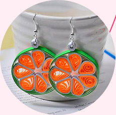 How to Make Simple Hoop Earrings with Orange Quilling Flower