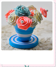 How to Make a Blue Quilling Paper Flower Pot and Flowers for Home Décor