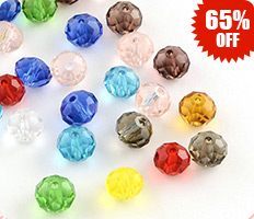 Faceted Abacus Transparent Glass Beads, Mixed Color, 6x4mm, Hole: 1mm