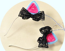 How to Make Cute Kitty Headband Decorated with Chenille Stems and Lace