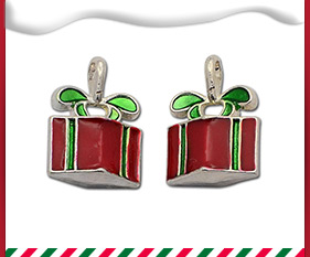 Silver Plated Alloy Enamel Pendants, Christmas Gift, Red & Green, 20.5x15x7mm, Hole: 3mm