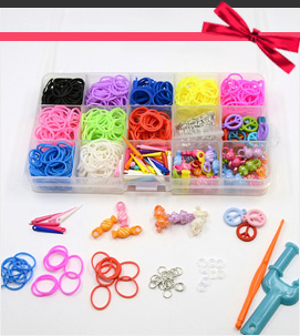 Hottest DIY Twistz Rubber Loom Band for Kids, including Acrylic Pendants, Iron Jump Rings, Rubber Loom Bands Hooks, Tools and Plastic S-clips, Mixed Color, 180x105x22mm