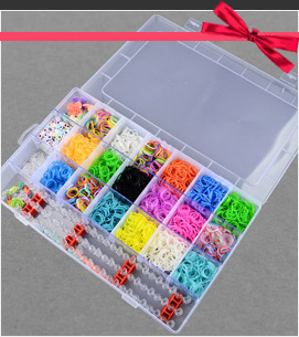 Top Selling Children's Toys Boxed DIY Rainbow Rubber Loom Bands Kit, including Bands, Loom, Hooks, Beads and S-clips, Mixed Color, 350x220x46mm