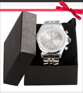High Quality Stainless Steel Quartz Wrist Watch, Silver, 50x70mm; Watch Head: 54x55x14mm
