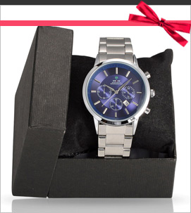 Weide Brand Men's Full Steel Sport Watches, High Quality 30M Waterproof Stainless Steel Quartz Watches, MidnightBlue, Stainless Steel Color, 74mm; Watch Head: 53x46.5x11mm; Watch Face: 37x37mm