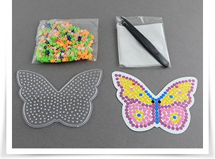 Butterfly DIY Melty Beads Fuse Beads Sets: Fuse Beads, ABC Pegboards, Cardboard Templates, Plastic Beading Tweezers and Gummed Paper, Mixed Color, 128x98mm 