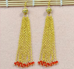 2 Easy Steps on How to Make Gold Long Chain Tassel Earrings with Beads