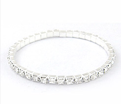 Best Valentines Day Gifts for Her Single Row Stretch Rhinestone Tennis Bracelets, with Brass Findings, White, 50mm