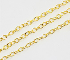 Unsoldered Brass Cross Chains Cable Chains, Golden Color, Link: about 4mm long, 3mm wide, 0.6mm thick, 92m/Roll 