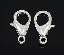 Zinc Alloy Lobster Claw Clasps, Silver, 12x6mm, Hole: 1.5mm 
