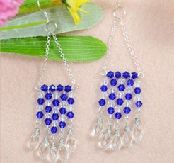 How to Make Your Own Blue Crystal Beaded Fringe Earrings with Chain