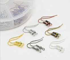 1Box 120PCS 6 Colors Iron Earring Hooks, Nickel Free, Mixed Color, 18x0.8mm, Hole: 2mm; about 20pcs/compartment