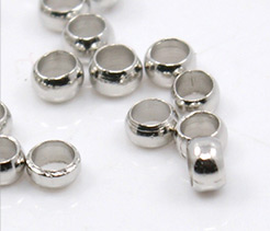 Brass Crimp Beads, Rondelle, Platinum, 1x2mm, Hole: 1mm