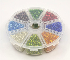 1 Box 8/0 Glass Seed Beads Transparent Silver Lined Round Loose Spacer Beads, Mixed Color, 3mm, Hole: 0.8mm