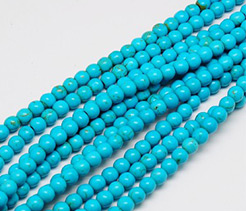Synthetic Turquoise Beads Strands, Dyed, Round, DeepSkyBlue, 6mm, Hole: 1mm; about 67pcs/strand, 15.75"