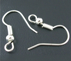 Earring Jewelry Findings Iron Silver Earring Hooks, Size: about 18mm long, 18mm wide, 0.8mm thick, hole: 2mm 