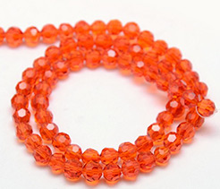 Faceted Round Glass Beads Strands, Red, 4mm, Hole: 1mm; about 100pcs/strand, 13.7"