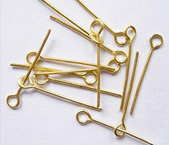 Golden Plated Brass Eyepins for Jewelry Making, 50x0.7mm, Hole: 2mm