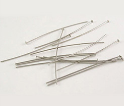 Platinum Color Brass Headpins Fit Jewelry Making Findings, Nickel Free, Size: about 0.7mm thick, 5.0cm long, head: 2mm