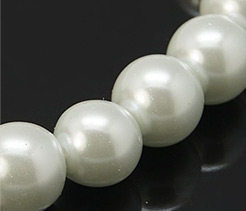 White Glass Imitation Pearl Round Loose Beads For Jewelry Necklace Craft Making, 6mm, Hole: 1mm, about 140pcs/strand