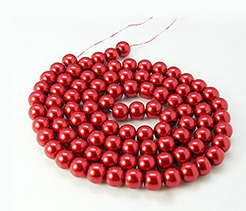 Glass Imitation Pearl Round Loose Beads For Jewelry Necklace Craft Making, FireBrick, 8mm, Hole: 1mm, about 110pcs/strand