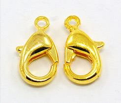 Brass Lobster Claw Clasps, Golden, 12x7x3mm, Hole: 1mm