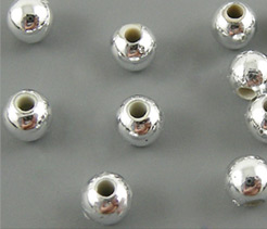 Chunky Silver Plated Acrylic Round Spacer Beads for Kids Jewelry, about 4mm in diameter, hole: 1mm
