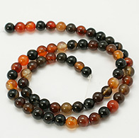 Natural Agate Beads Strands, Dyed, Round, Mixed Color, 8mm, Hole: 1mm