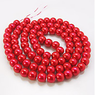 Glass Pearl Beads Strands, Pearlized, Round, Crimson, Size: about 3mm in diameter, hole: 1mm, about 220~230pcs/str 