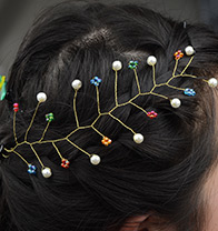 How to Make a Wire Pearl Beaded Bridal Headpiece with Colorful Seed Beads
