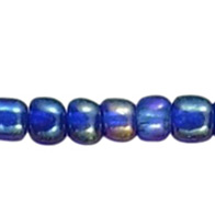 Round Trans. Colors Rainbow Glass Seed Beads, Blue, Size: about 3mm in diameter, hole:1mm