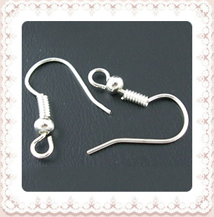 Earring Jewelry Findings Iron Silver Earring Hooks, Size: about 18mm long, 18mm wide, 0.8mm thick, hole: 2mm