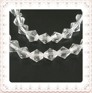 Half-Handmade Transparent Glass Beads Strands, Bicone, Clear, 4mm, Hole: 1mm; about 82pcs/strand, 14"