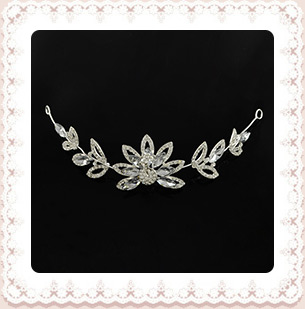 Brass Hair Headbands, Bridal Frontlets, with Alloy Rhinestone Peacock, Silver, Crystal, 225mm, Hole: 5~6mm