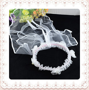Satin Floral Hoop Hair Accessory Headwear with ABS Acrylic Beads, Girl Garland Lace Veil For Wedding & Birthday Party, White, 170mm
