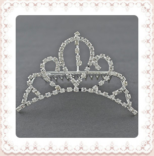 Fashionable Hair Combs, Bridal Tiaras, Wedding, Iron and Brass Base, with Rhinestone Beads, Crown, Platinum, 101x65mm