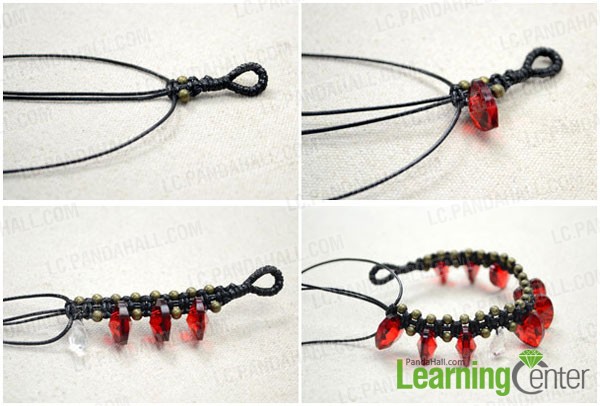 Make Square Knot Bracelet with Red Heart Charms Tutorial- Pandahall.com