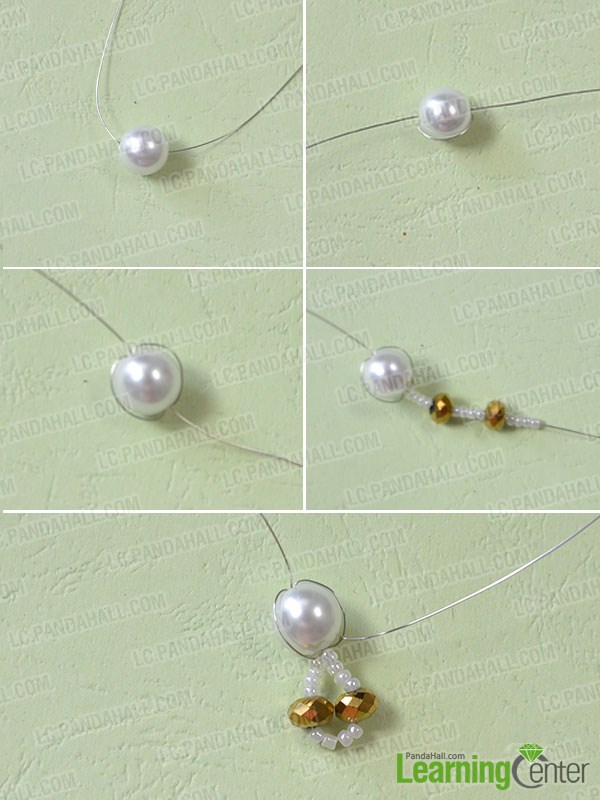 How to Make a Two-Strand Golden and White Pearl Flower Necklace ...
