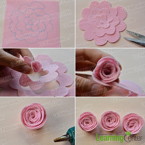 Mother's Day DIY Project - How to Make a Pink Felt Rose Flower Brooch ...