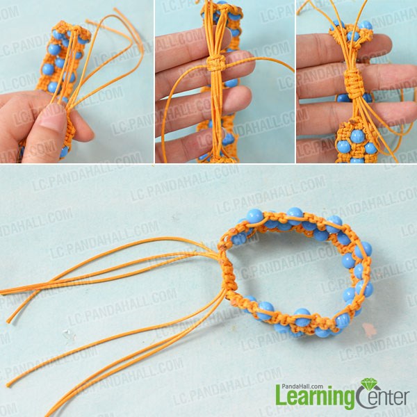 How to Make an Orange Square Knot Friendship Bracelet with Blue Acrylic ...