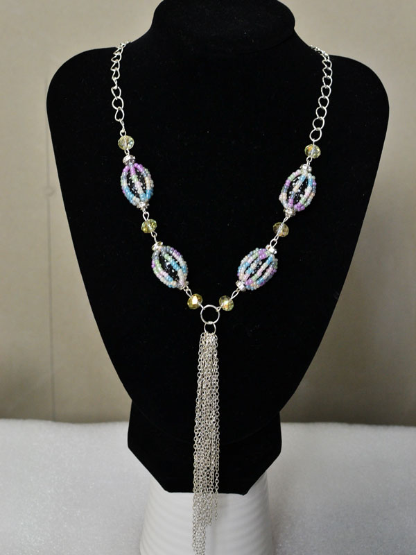 Jewelry Tutorial - How to Make a Beaded Easter Egg Long Chain Necklace ...